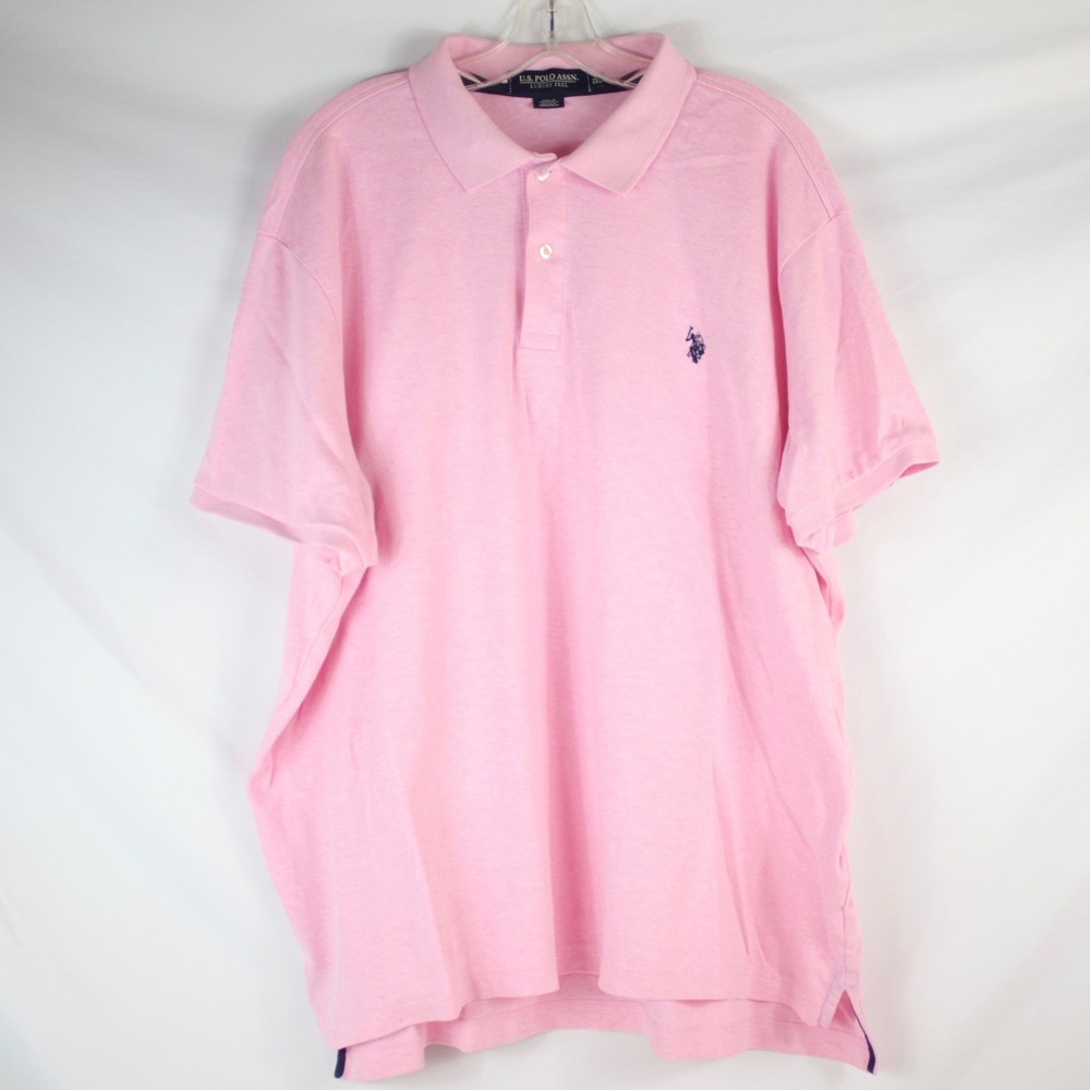 U.S. Polo Assn. Pink Luxury Feel‎ Short Sleeve Polo Shirt Men's Size 2XL